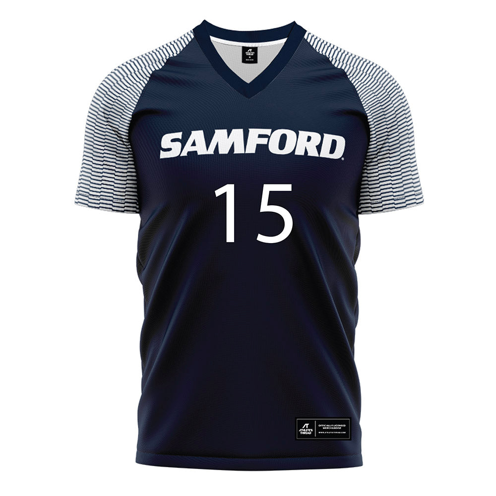 Samford - NCAA Women's Soccer : Ava Baumann - Navy Soccer Jersey-0