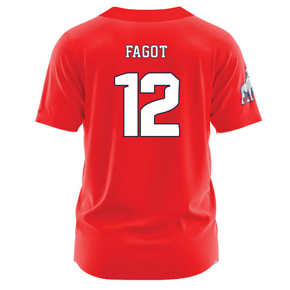 Samford - NCAA Baseball : Christopher Fagot - Red Jersey-1