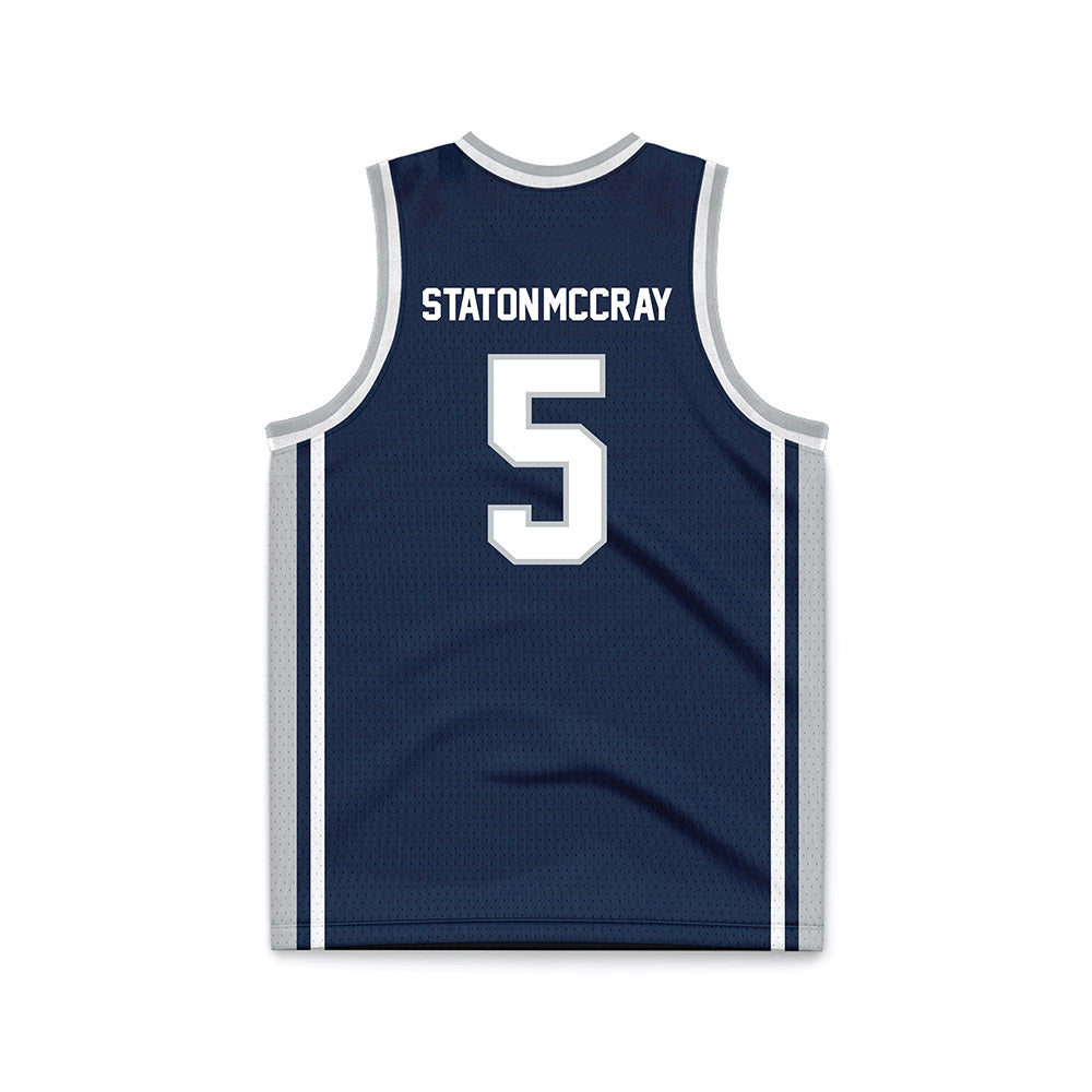 Samford - NCAA Men's Basketball : AJ Staton-McCray - Navy Basketball Jersey-1