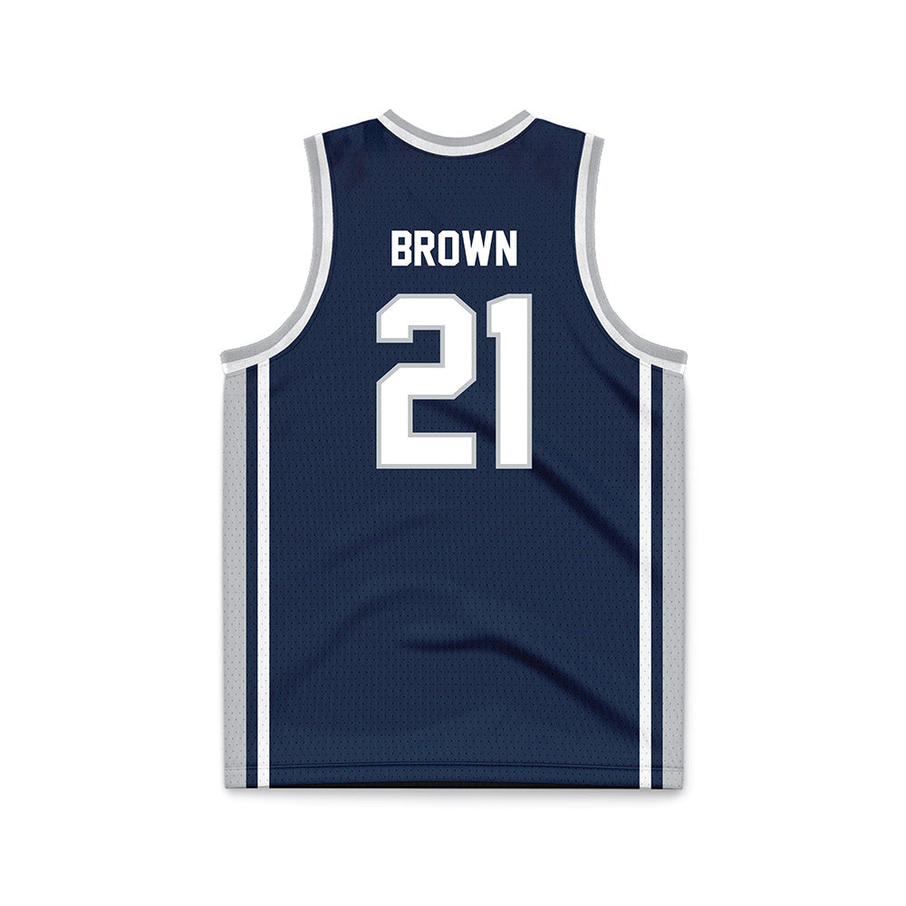 Samford - NCAA Men's Basketball : Corey Brown - Navy Basketball Jersey-1