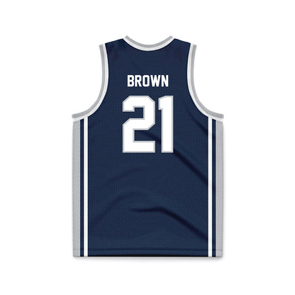 Samford - NCAA Men's Basketball : Corey Brown - Navy Basketball Jersey-1