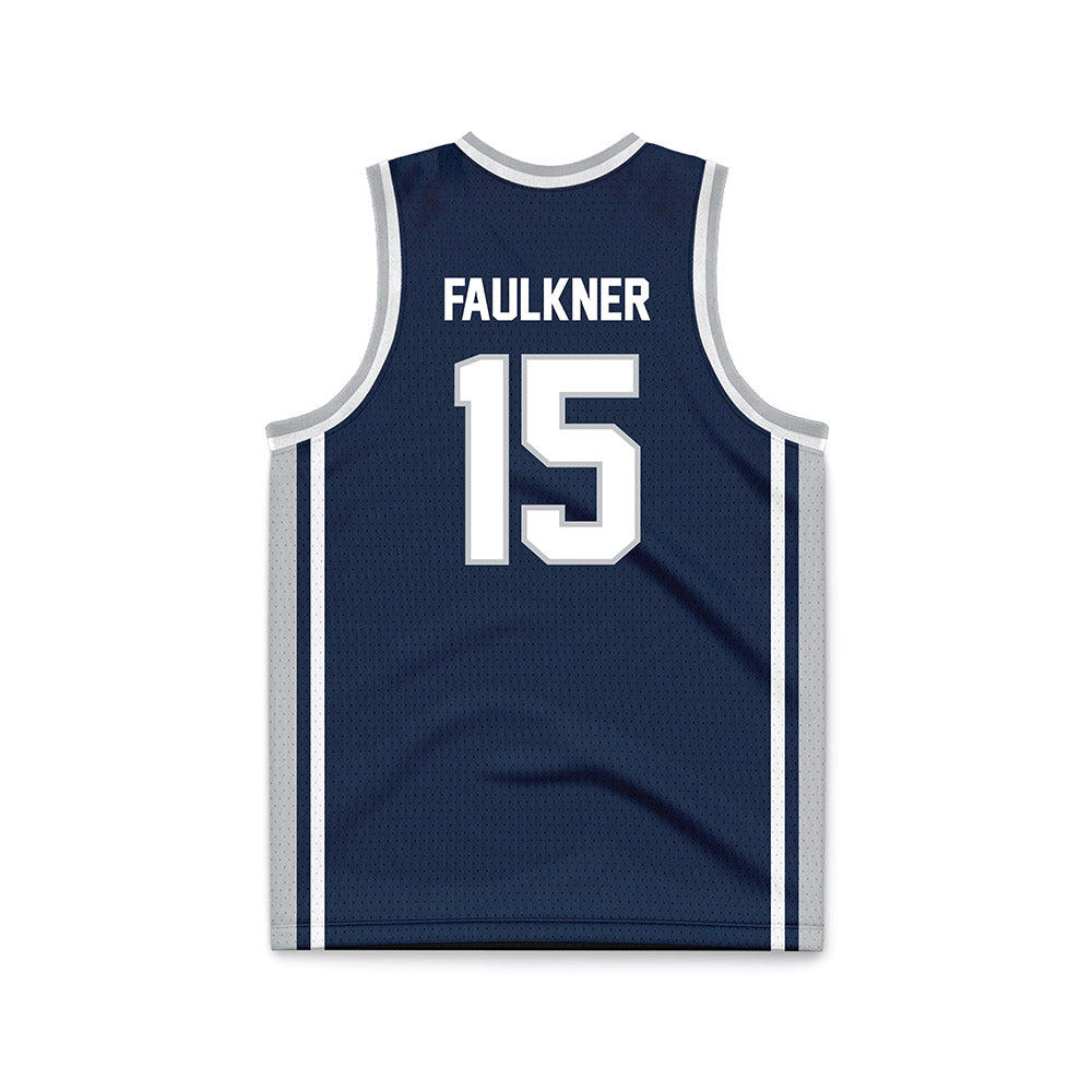 Samford - NCAA Men's Basketball : Dylan Faulkner - Navy Basketball Jersey-1