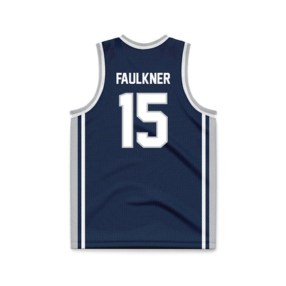 Samford - NCAA Men's Basketball : Dylan Faulkner - Navy Basketball Jersey-1