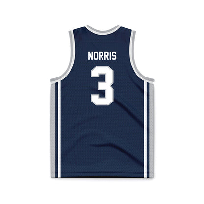 Samford - NCAA Men's Basketball : Keaton Norris - Navy Basketball Jersey-1