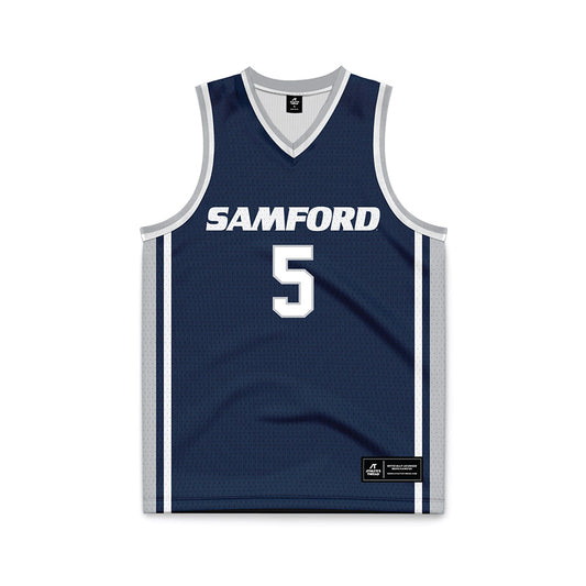 Samford - NCAA Men's Basketball : Cade Norris - Navy Basketball Jersey-0
