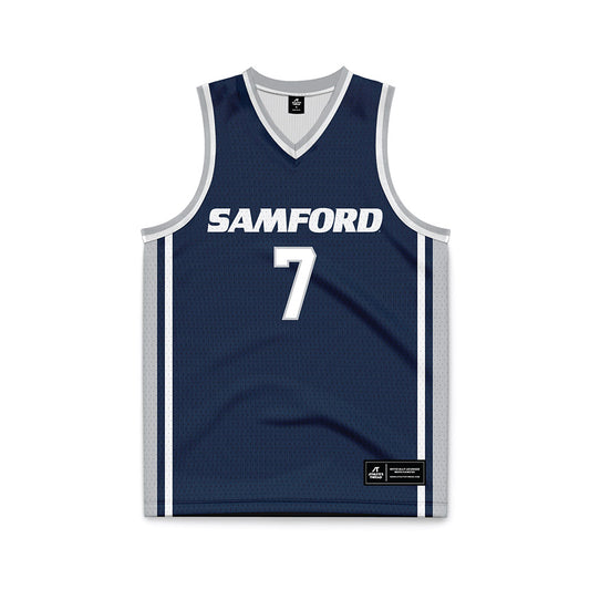 Samford - NCAA Men's Basketball : JD Gossett - Navy Basketball Jersey-0