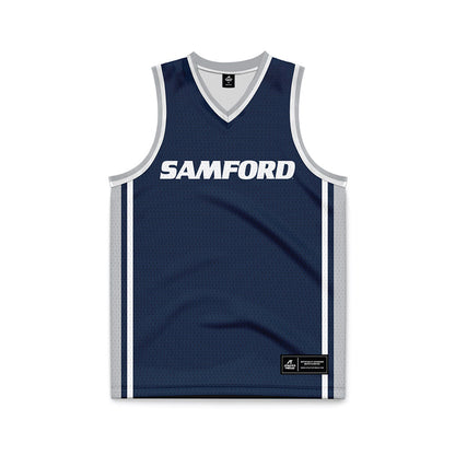 Samford - NCAA Men's Basketball : - Navy Basketball Jersey-0