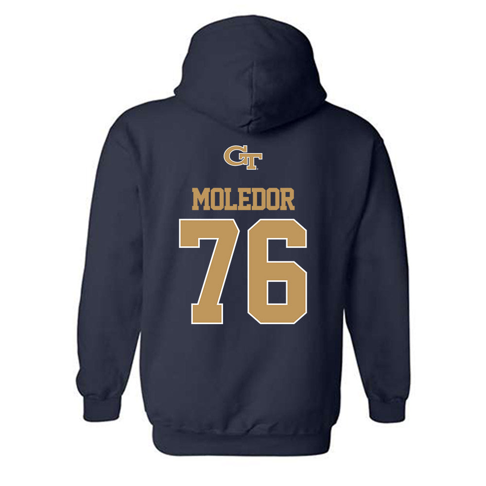 Georgia Tech - NCAA Football : Krew Moledor - Classic Shersey Hooded Sweatshirt-1