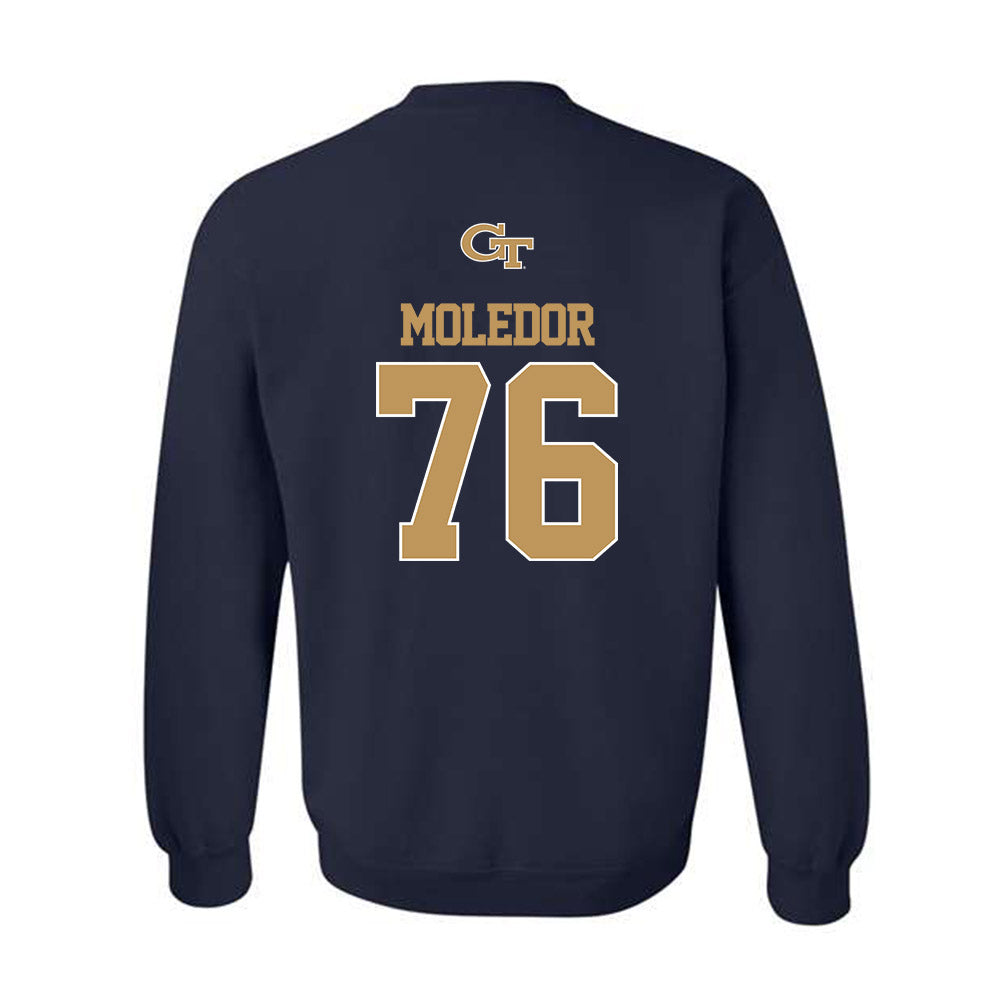 Georgia Tech - NCAA Football : Krew Moledor - Classic Shersey Crewneck Sweatshirt-1