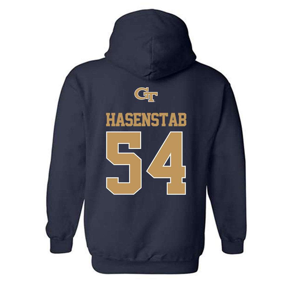Georgia Tech - NCAA Baseball : Riley Hasenstab - Classic Shersey Hooded Sweatshirt-1