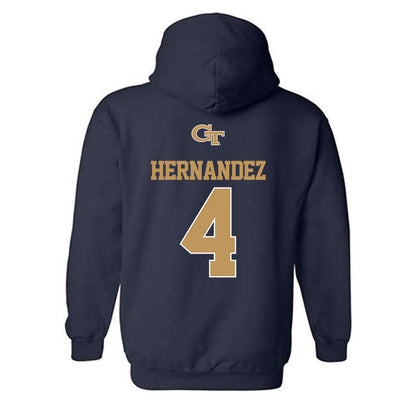 Georgia Tech - NCAA Baseball : Alex Hernandez - Classic Shersey Hooded Sweatshirt-1