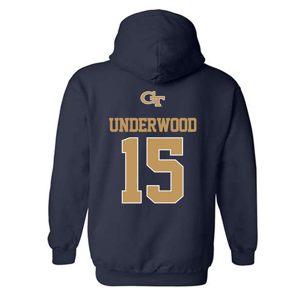 Georgia Tech - NCAA Baseball : Cooper Underwood - Classic Shersey Hooded Sweatshirt-1