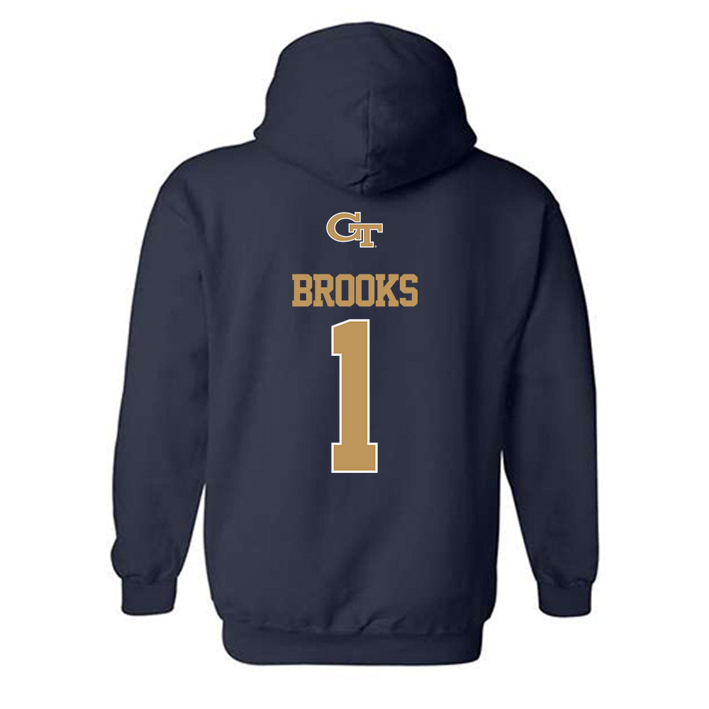 Georgia Tech - NCAA Football : LaMiles Brooks - Classic Shersey Hooded Sweatshirt-1