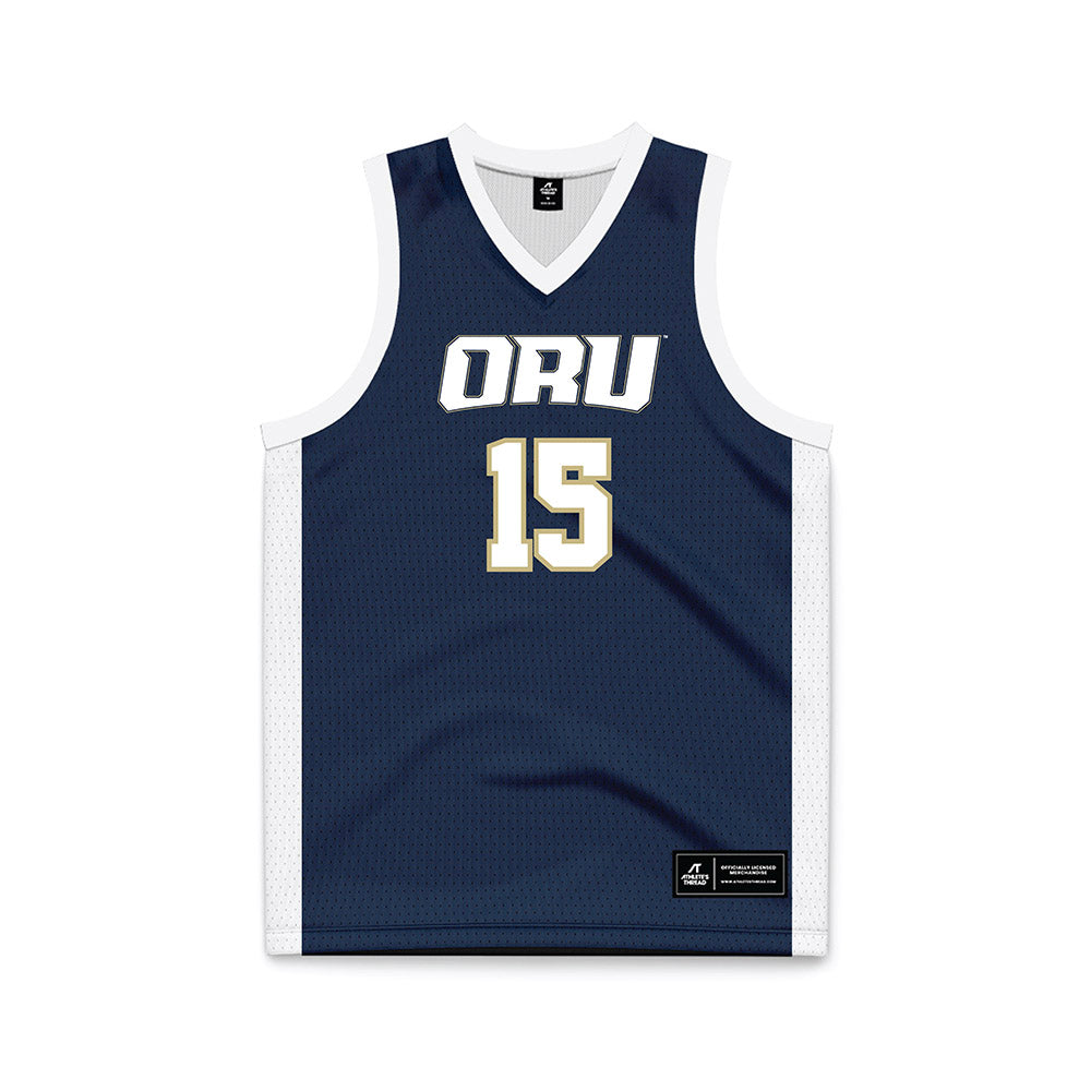 Oral Roberts - NCAA Women's Basketball : Alana Shetlar - Navy Basketball Jersey-0