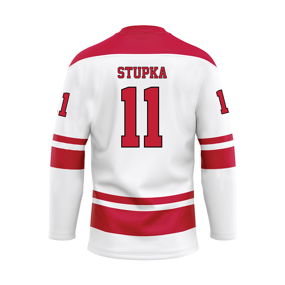 Miami of Ohio - NCAA Men's Ice Hockey : Justin Stupka - White Hockey Jersey-1