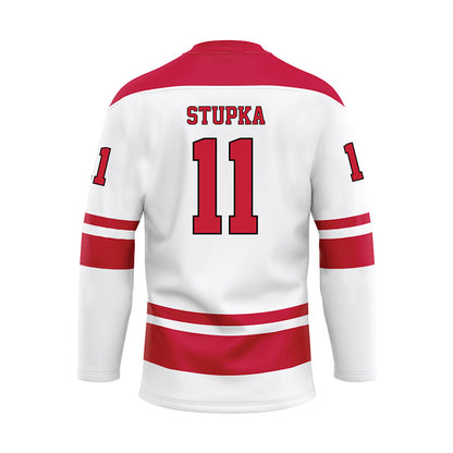 Miami of Ohio - NCAA Men's Ice Hockey : Justin Stupka - White Hockey Jersey-1
