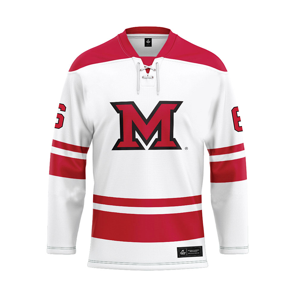 Miami of Ohio - NCAA Men's Ice Hockey : Michael Quinn - White Hockey Jersey-0