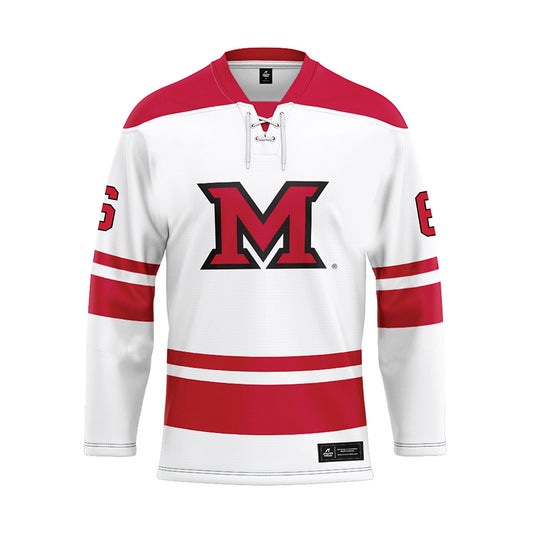 Miami of Ohio - NCAA Men's Ice Hockey : Michael Quinn - White Hockey Jersey-0