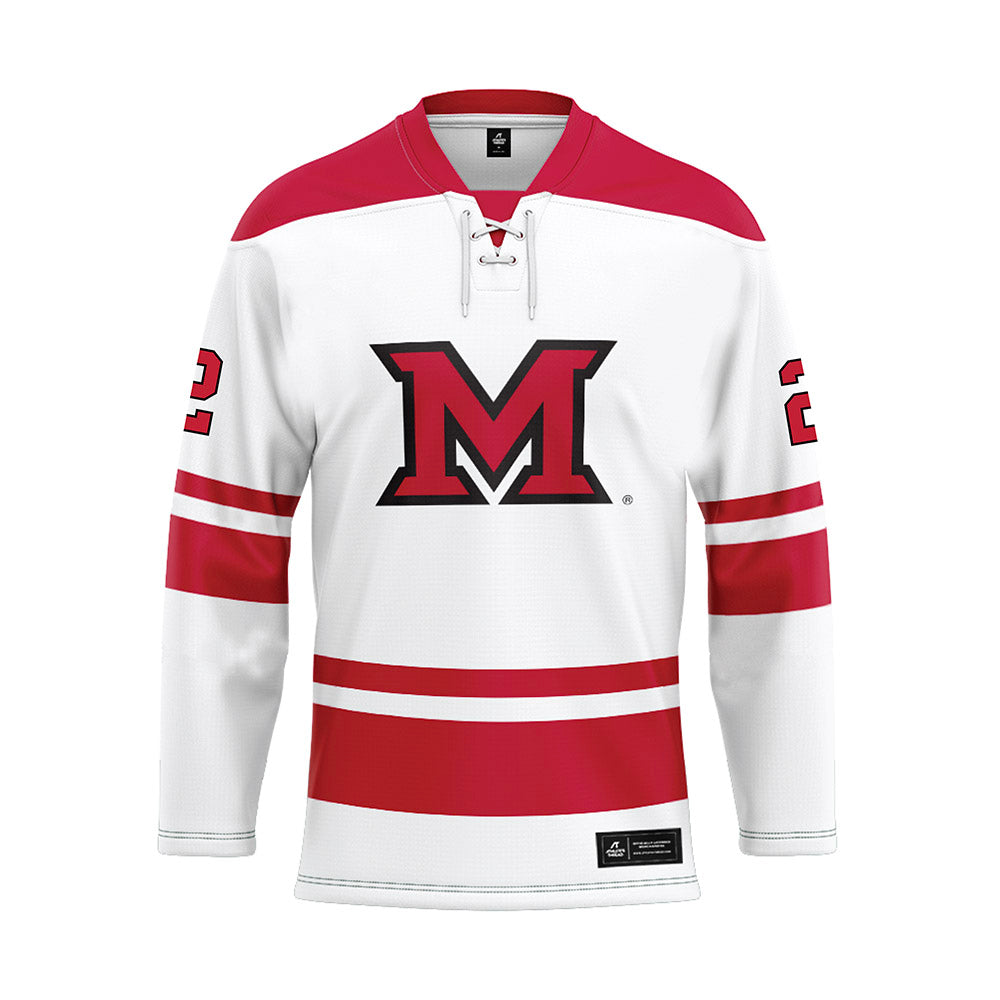 Miami of Ohio - NCAA Men's Ice Hockey : Shaun McEwen - White Hockey Jersey-0