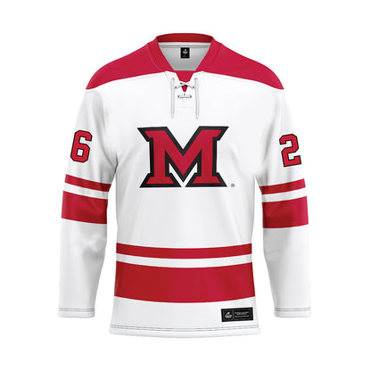 Miami of Ohio - NCAA Men's Ice Hockey : Blake Mesenburg - White Hockey Jersey-0