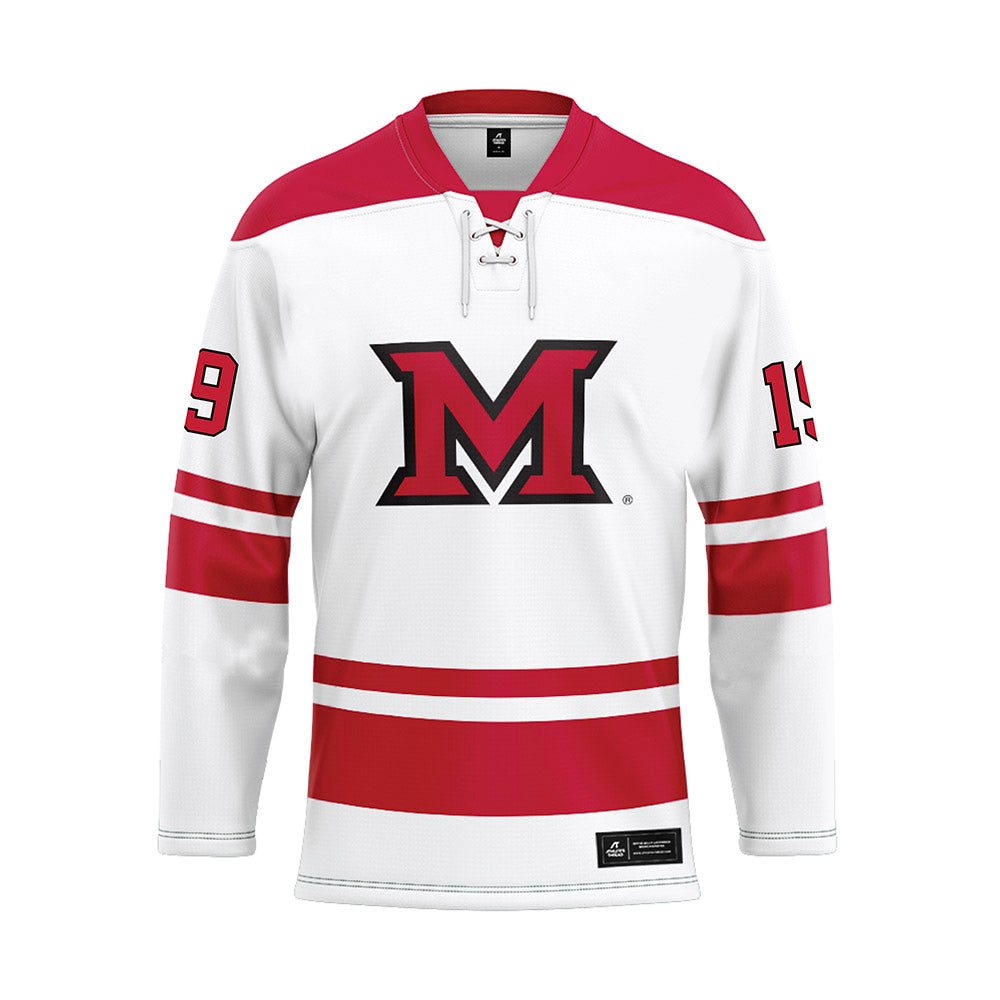 Miami of Ohio - NCAA Men's Ice Hockey : Doug Grimes - White Hockey Jersey-0