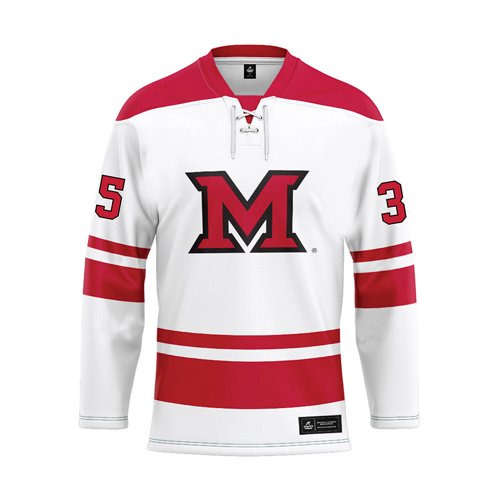 Miami of Ohio - NCAA Men's Ice Hockey : Benji Motew - White Hockey Jersey-0