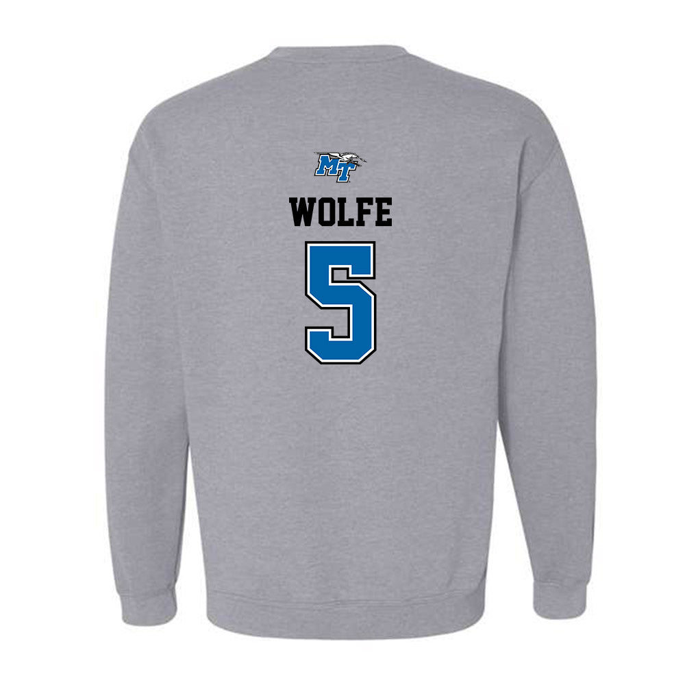 MTSU - NCAA Baseball : Matt Wolfe - Sports Shersey Crewneck Sweatshirt-1