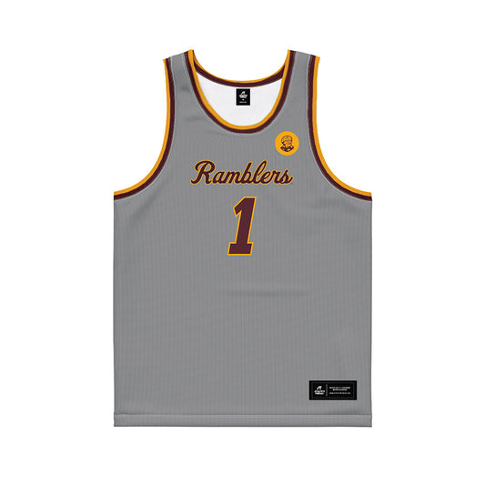 Loyola - NCAA Men's Basketball : Justin Moore - Sister Jean 2025 Grey Basketball Jersey-0