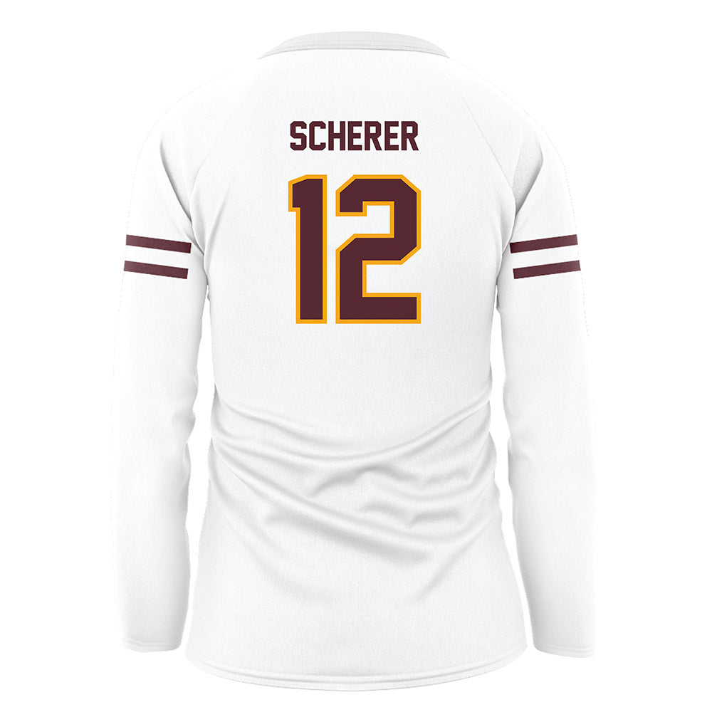 Loyola - NCAA Women's Volleyball : Katherine Scherer - White Volleyball Jersey-1