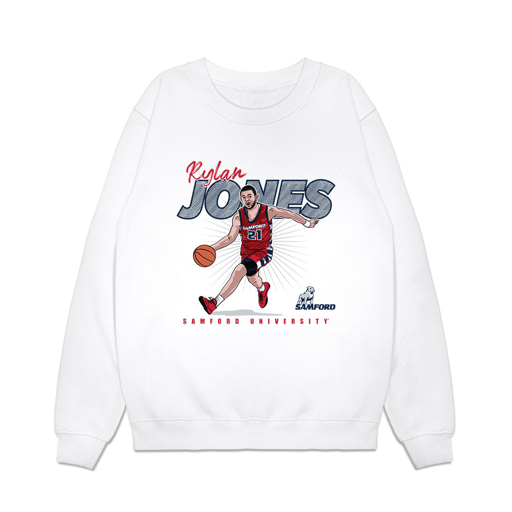 Samford - NCAA Men's Basketball : Rylan Jones - Caricature Premium Crewneck Sweatshirt-0