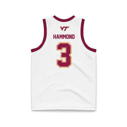 Virginia Tech - NCAA Men's Basketball : Ben Hammond - White Basketball Jersey-1