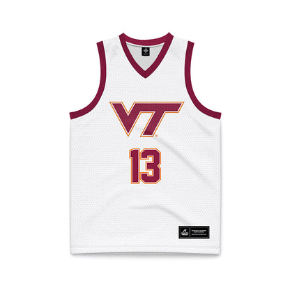 Virginia Tech - NCAA Men's Basketball : Amani Hansberry - White Basketball Jersey-0
