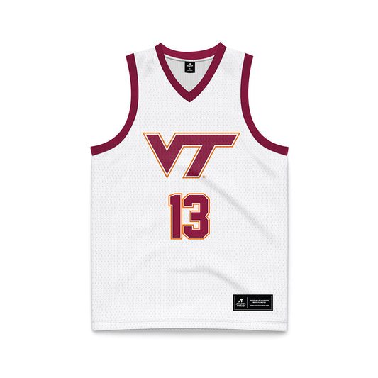 Virginia Tech - NCAA Men's Basketball : Amani Hansberry - White Basketball Jersey-0
