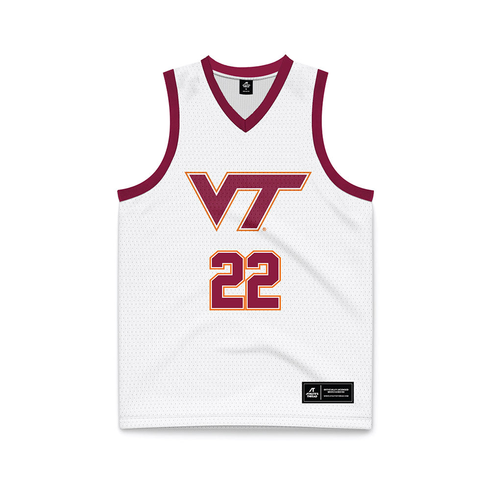 Virginia Tech - NCAA Men's Basketball : Solomon Davis - White Basketball Jersey-0