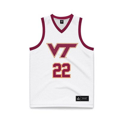 Virginia Tech - NCAA Men's Basketball : Solomon Davis - White Basketball Jersey-0