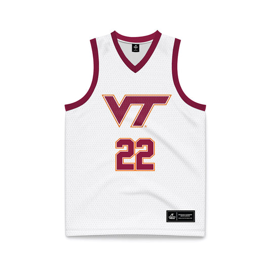 Virginia Tech - NCAA Men's Basketball : Solomon Davis - White Basketball Jersey-0