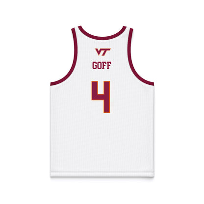 Virginia Tech - NCAA Women's Basketball : Natalee Goff - White Basketball Jersey-1
