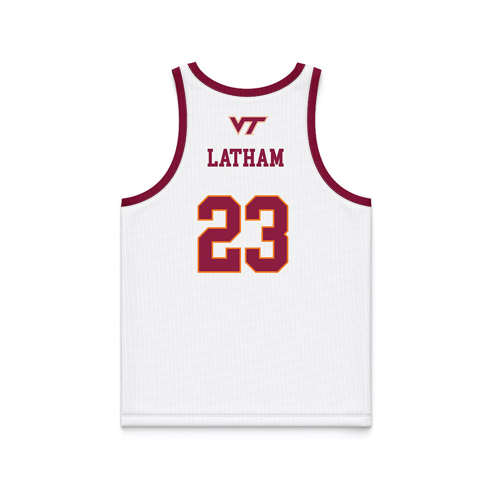 Virginia Tech - NCAA Women's Basketball : Alyssa Latham - White Basketball Jersey-1