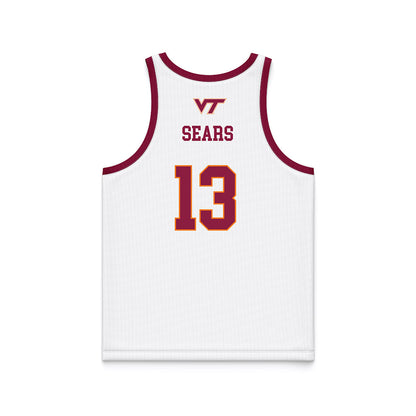 Virginia Tech - NCAA Women's Basketball : Kate Sears - White Basketball Jersey-1