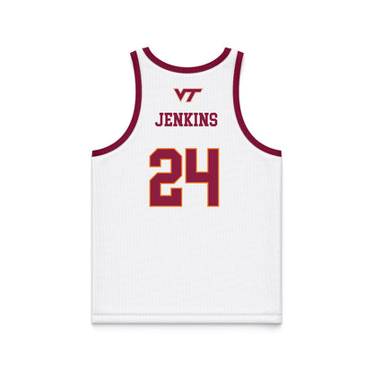 Virginia Tech - NCAA Women's Basketball : Amani Jenkins - White Basketball Jersey-1