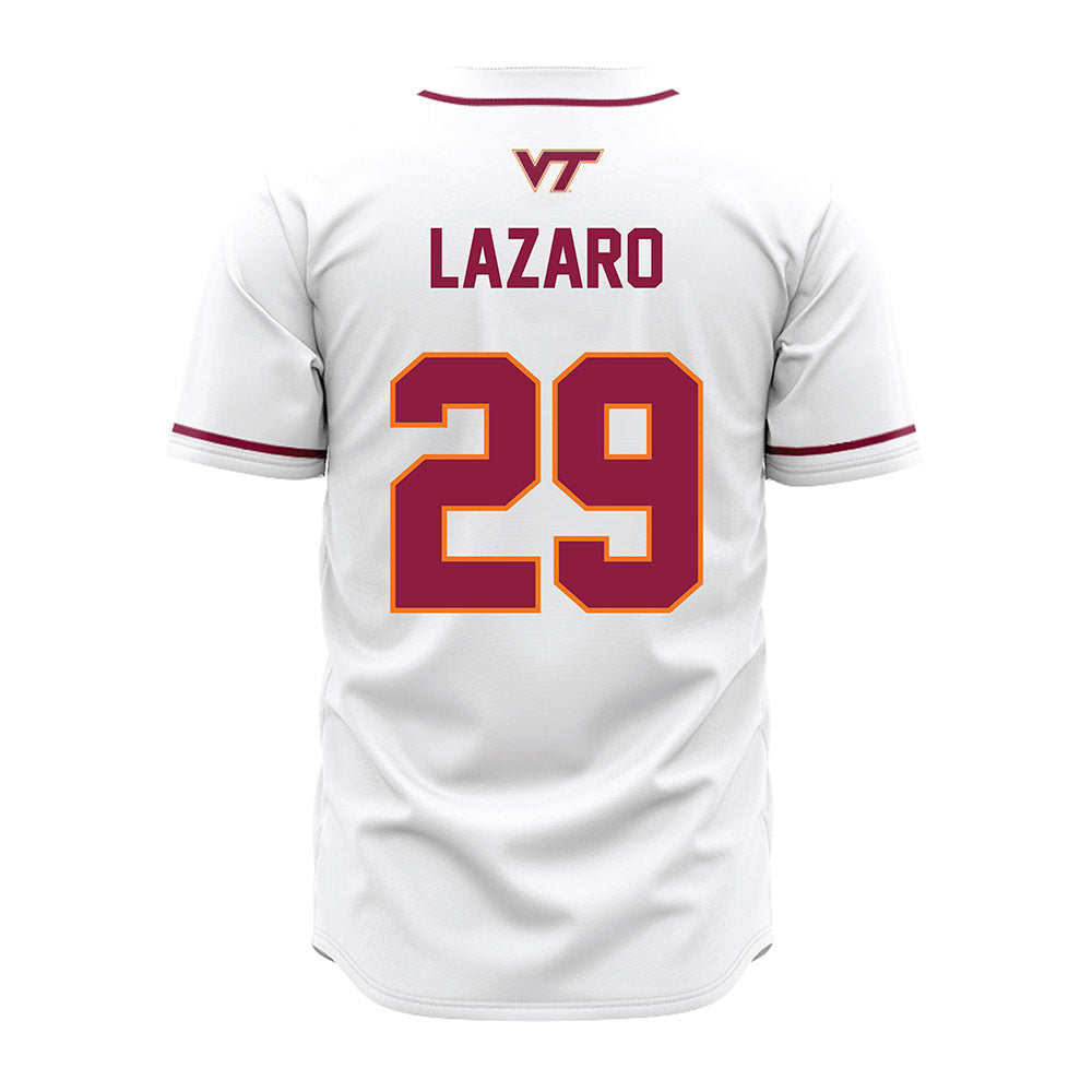 Virginia Tech - NCAA Baseball : Danny Lazaro - White Jersey-1