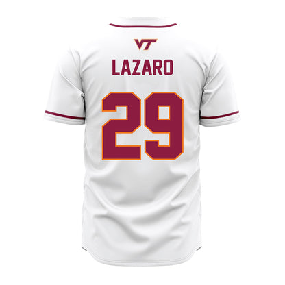 Virginia Tech - NCAA Baseball : Danny Lazaro - White Jersey-1