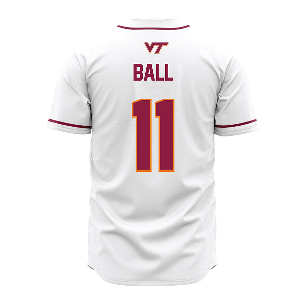 Virginia Tech - NCAA Baseball : Ethan Ball - White Jersey-1