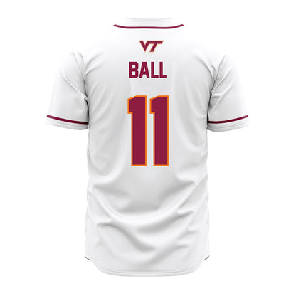 Virginia Tech - NCAA Baseball : Ethan Ball - White Jersey-1