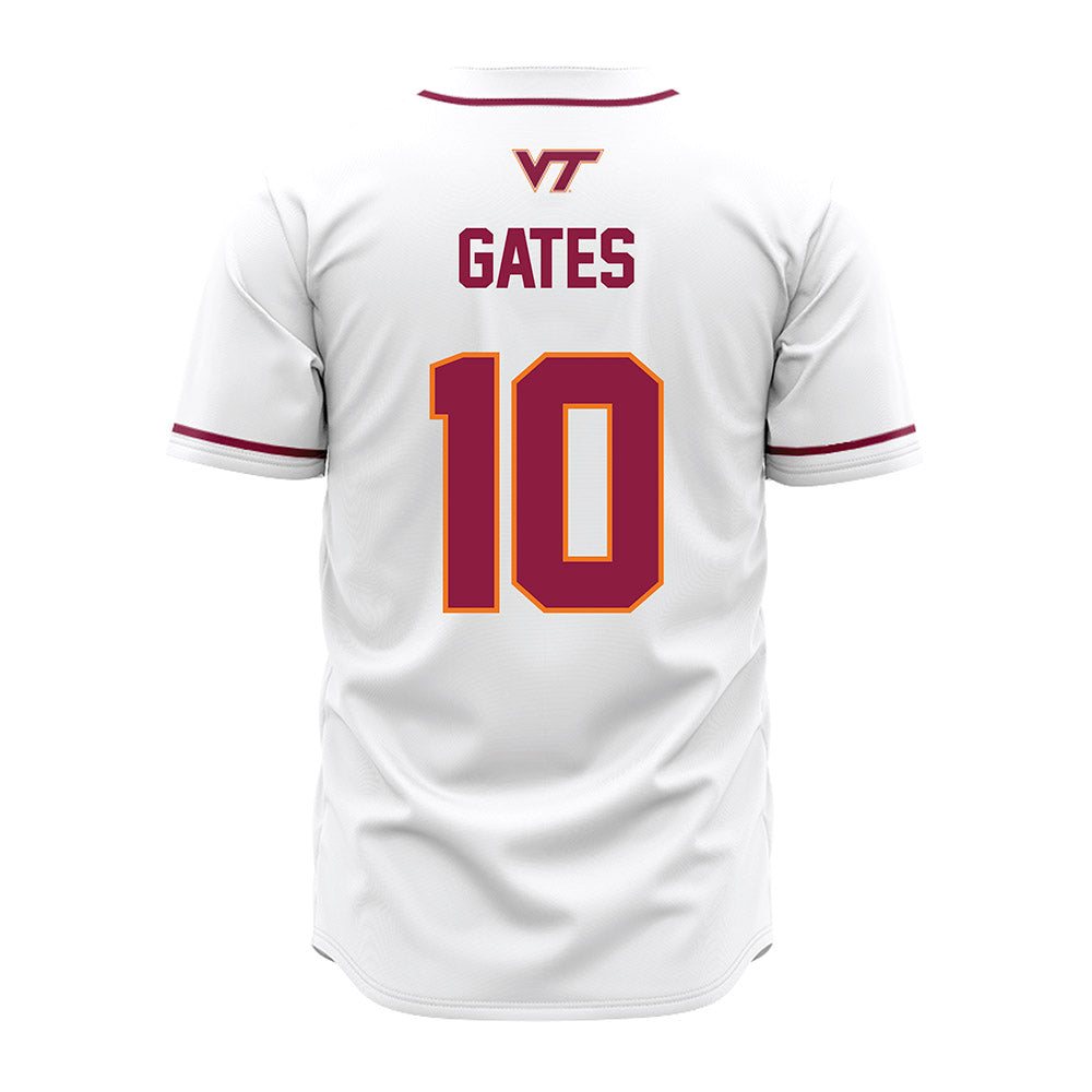 Virginia Tech - NCAA Baseball : Sam Gates - White Jersey-1