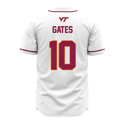 Virginia Tech - NCAA Baseball : Sam Gates - White Jersey-1