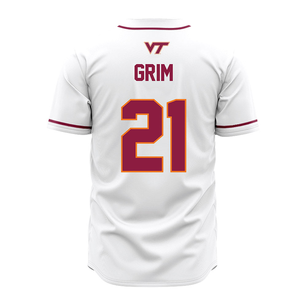Virginia Tech - NCAA Baseball : Ethan Grim - White Jersey-1