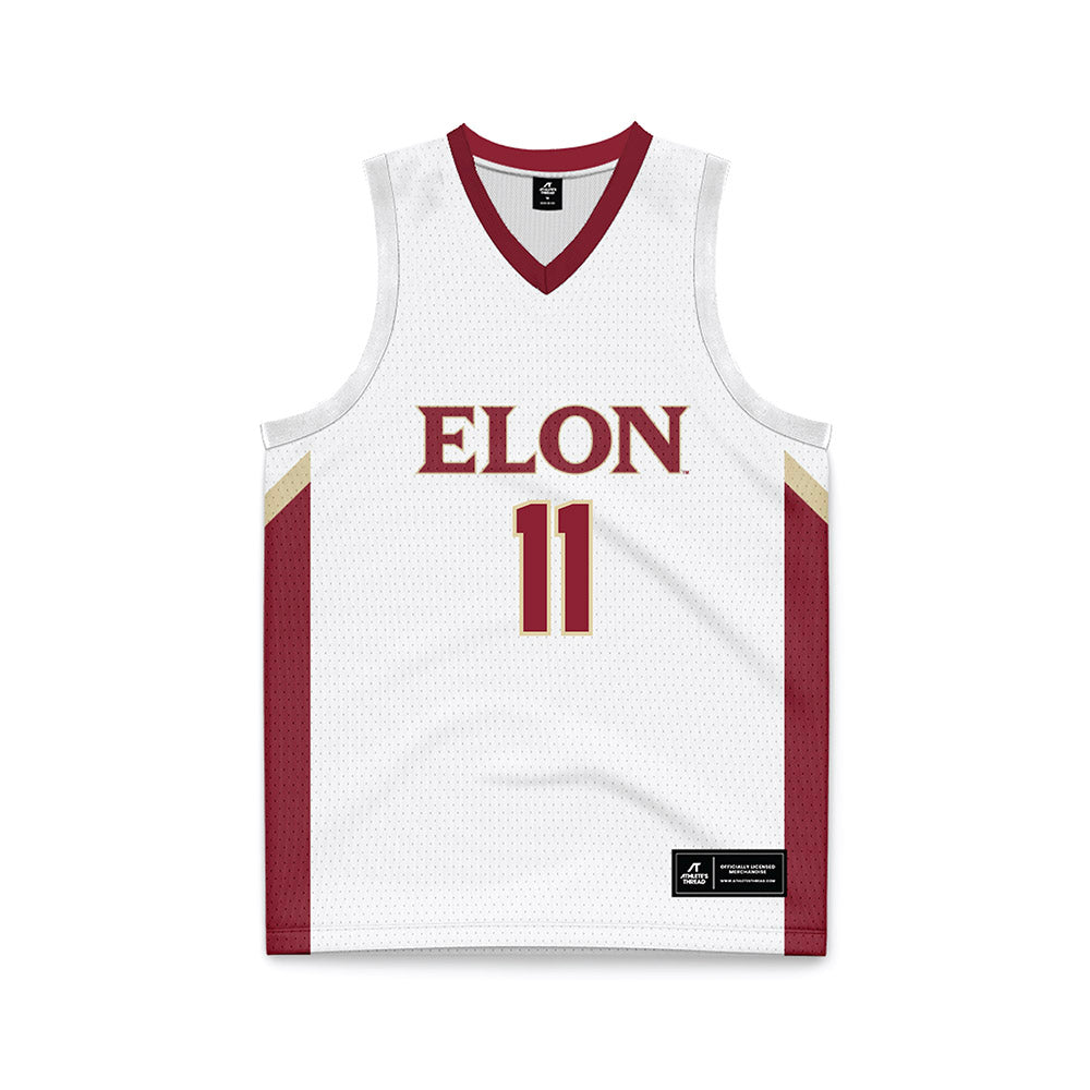Elon - NCAA Men's Basketball : Randall Pettus - White Basketball Jersey-0