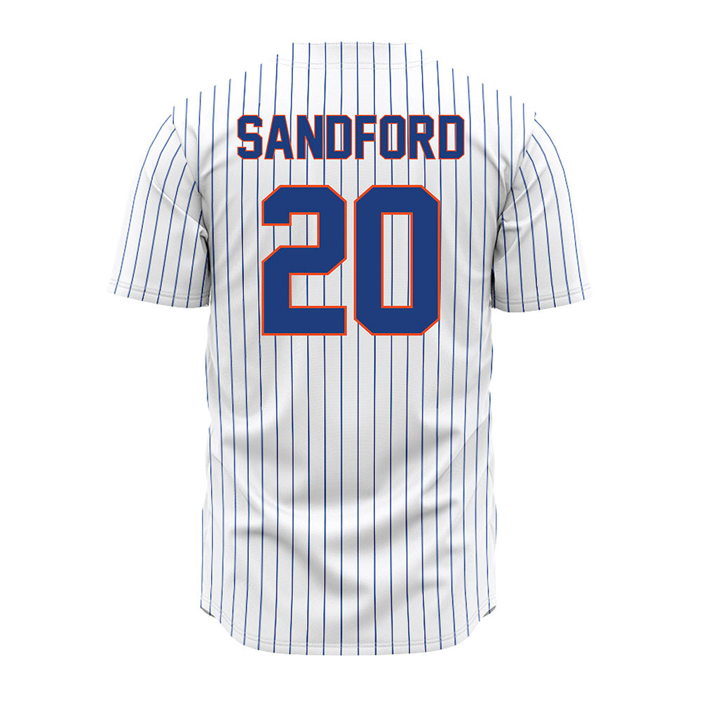 Florida - NCAA Baseball : Schuyler Sandford - White Pinstripe Jersey-1