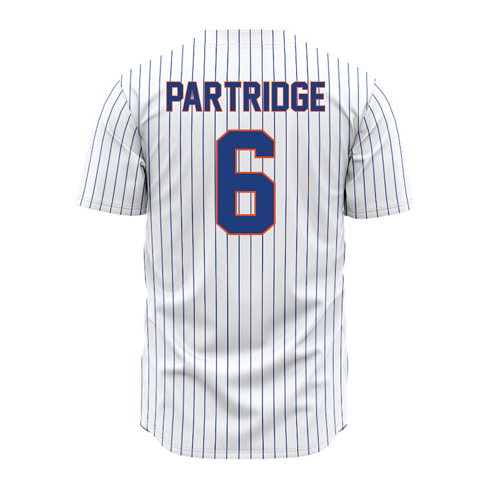 Florida - NCAA Baseball : Nic Partridge - White Pinstripe Jersey-1